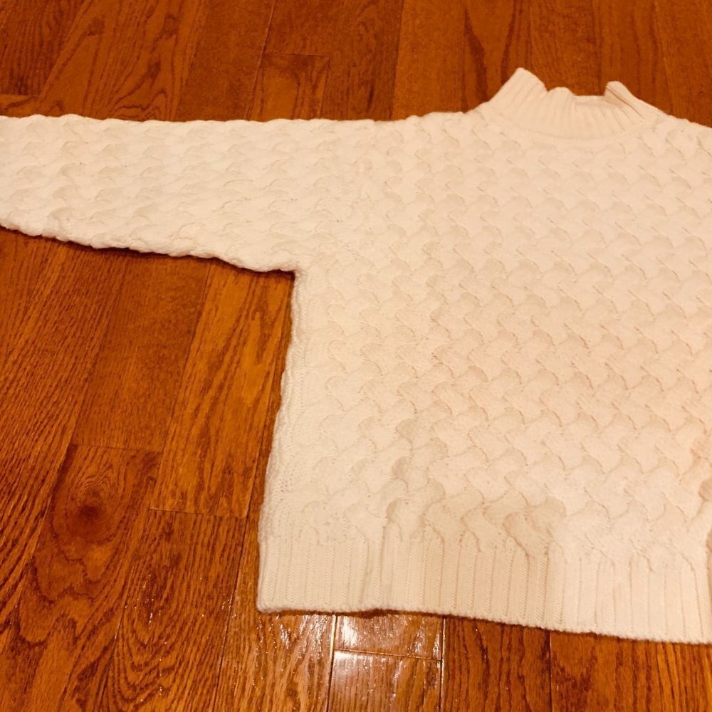 Ann Taylor 100% Wool Chucky Cable Knit Sweater Turtleneck Size Large - Picture 11 of 16
